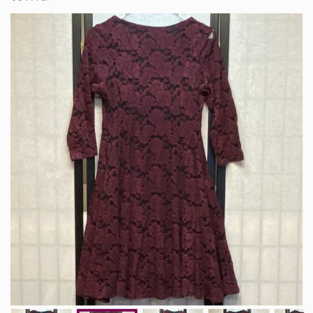 Romantic Lace Dark Red and Black Roses dress - Picture 6 of 13
